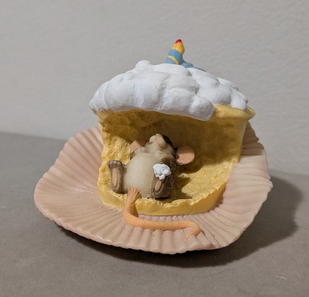 Vintage Charming Tails Happy Birthday Mouse Cupcake Figurine 97/715 Fitz & Floyd